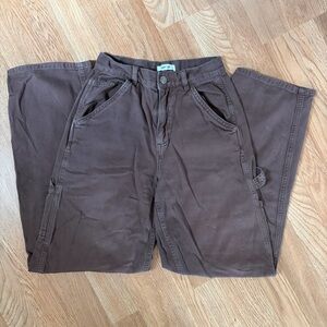 Garage 00 Wide Leg Brown Carpenter-Style Pants